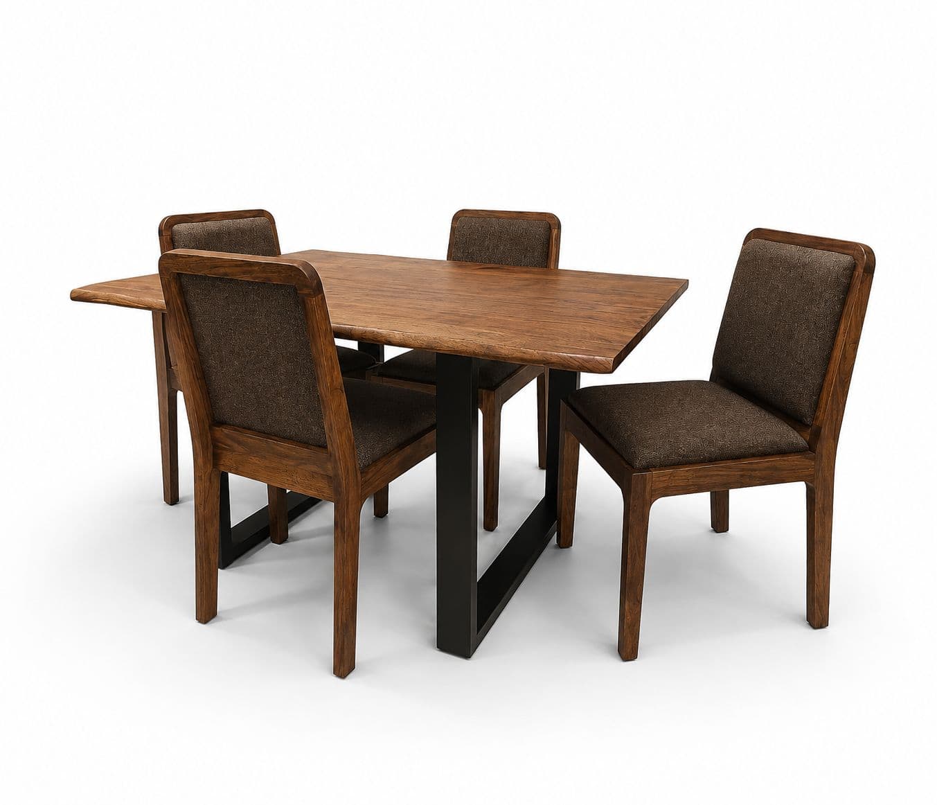 Image 3 for Live Edge 1+4 Seater Acacia Top With Metal Base (WF)