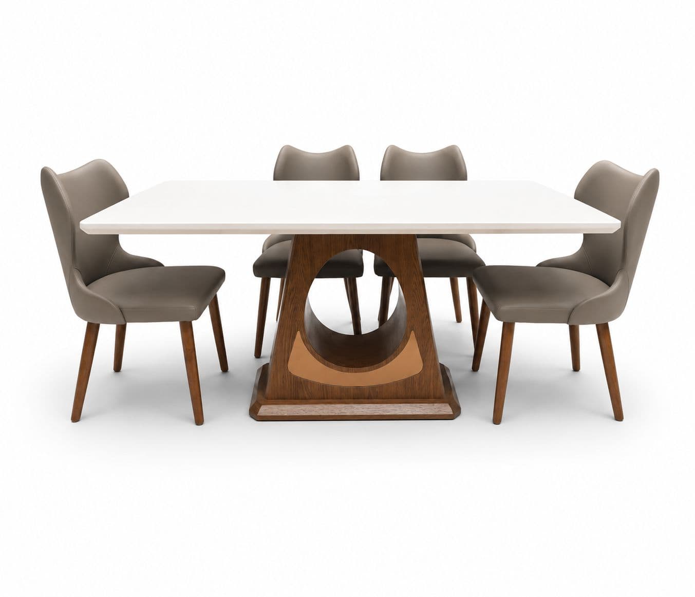 Image 3 for Dining Set 1+4 Seater Dt 186/3588 chair 701 Composite Marble Top Ash Wood With Metal Strip