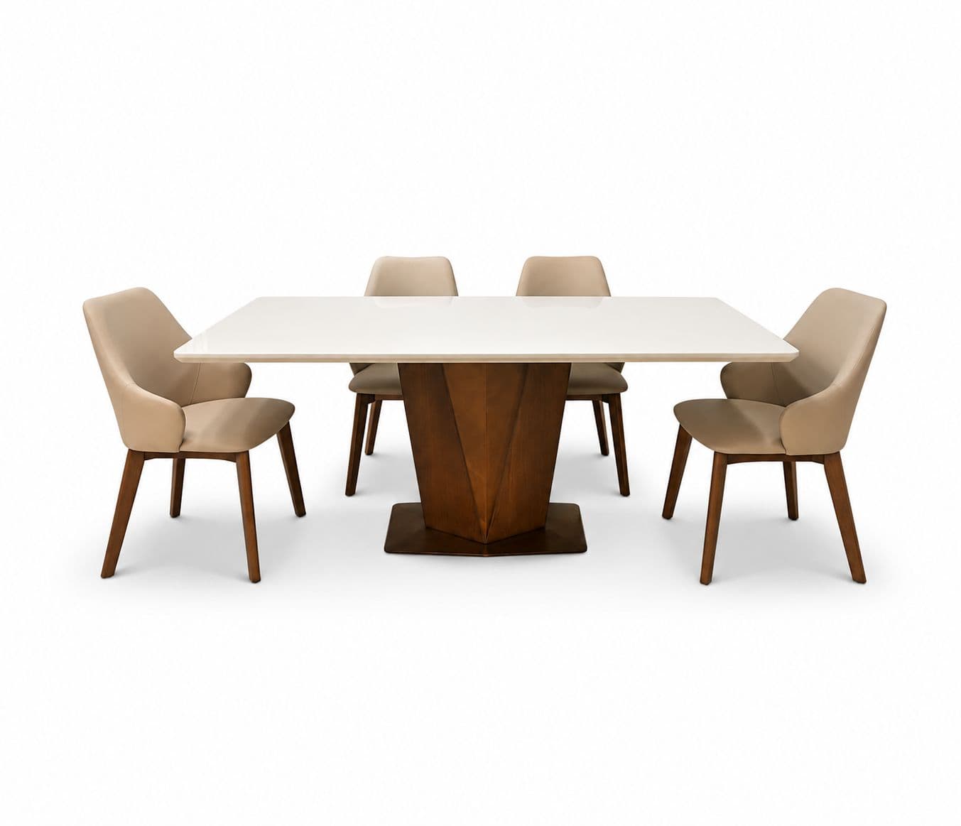 Image 4 for Dining Set 1+6 Seater 3663/D -302 Marble Top With Ash Wood With Metal Strip (WF)