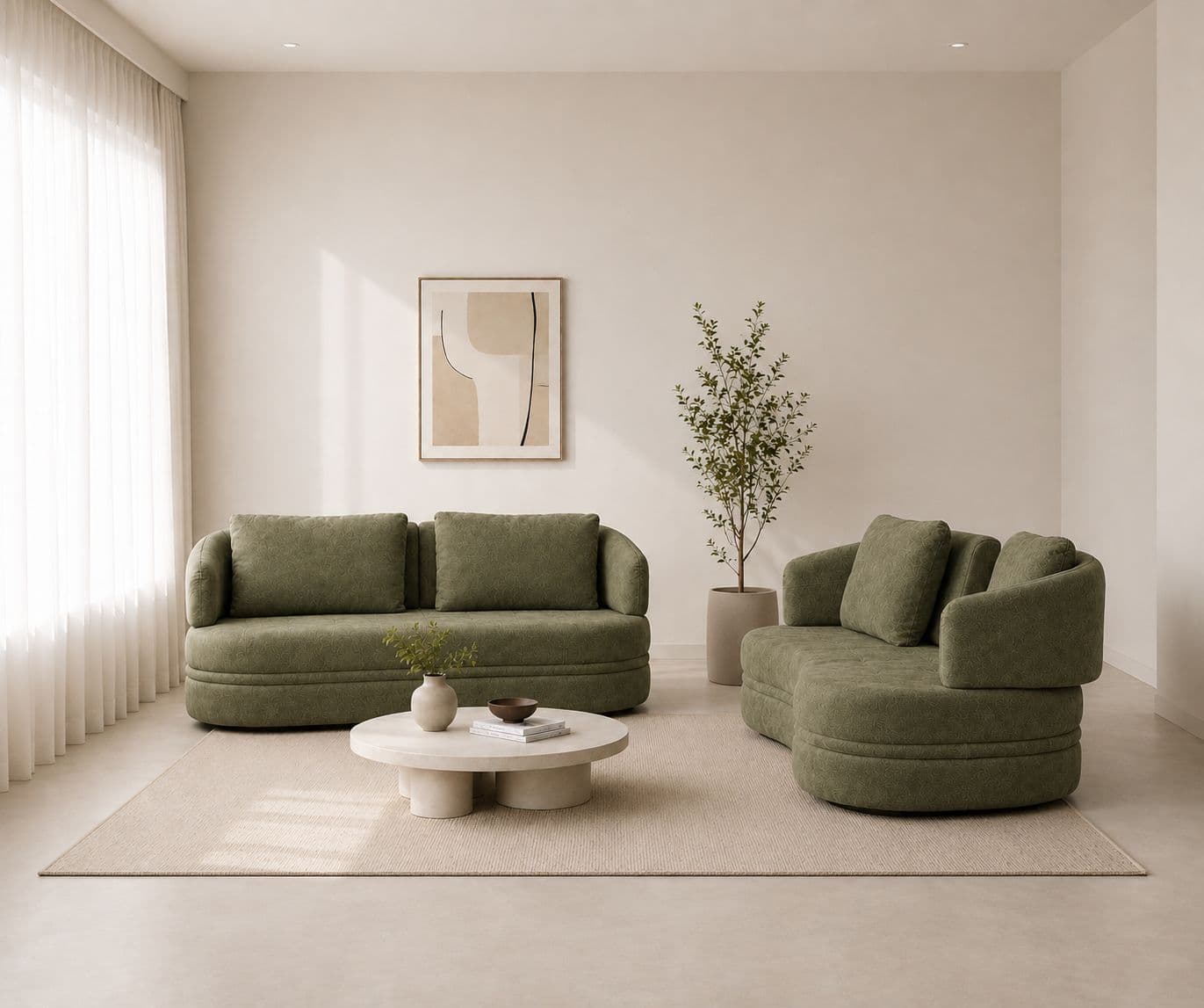 Moon Sofa 3+2 Seater With Premium Fabric (EC)