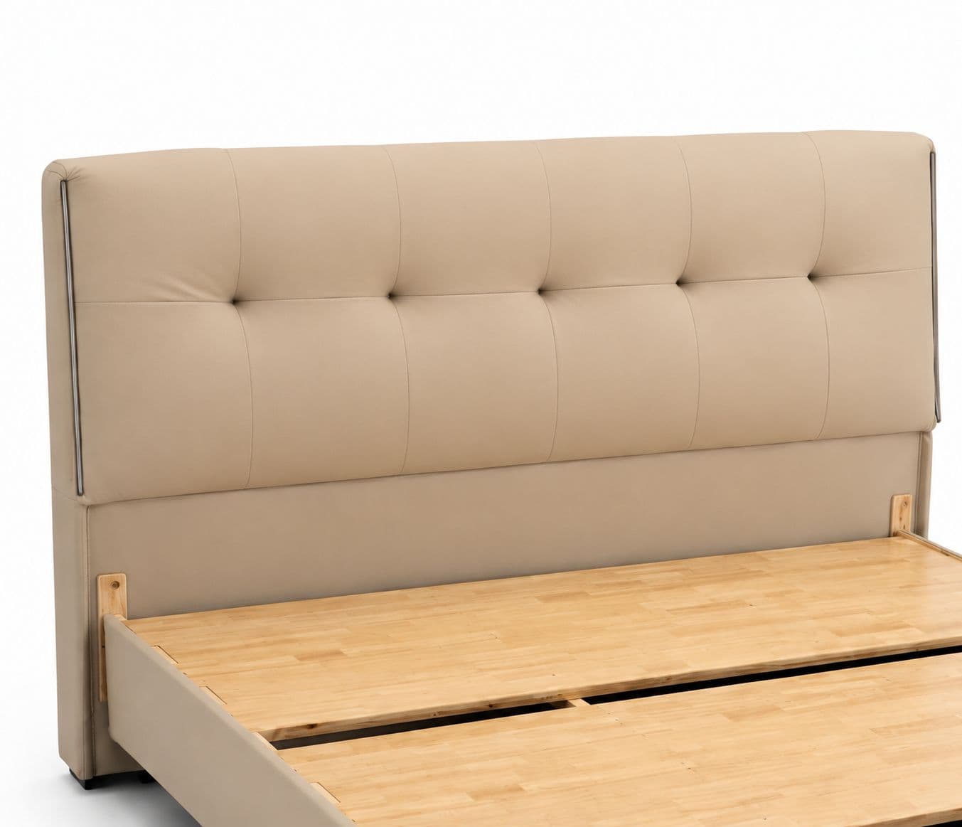 Image 4 for ZK012 King Size Bed Without Storage With Leather Upholestry And Pine Bed Frames (HYD)