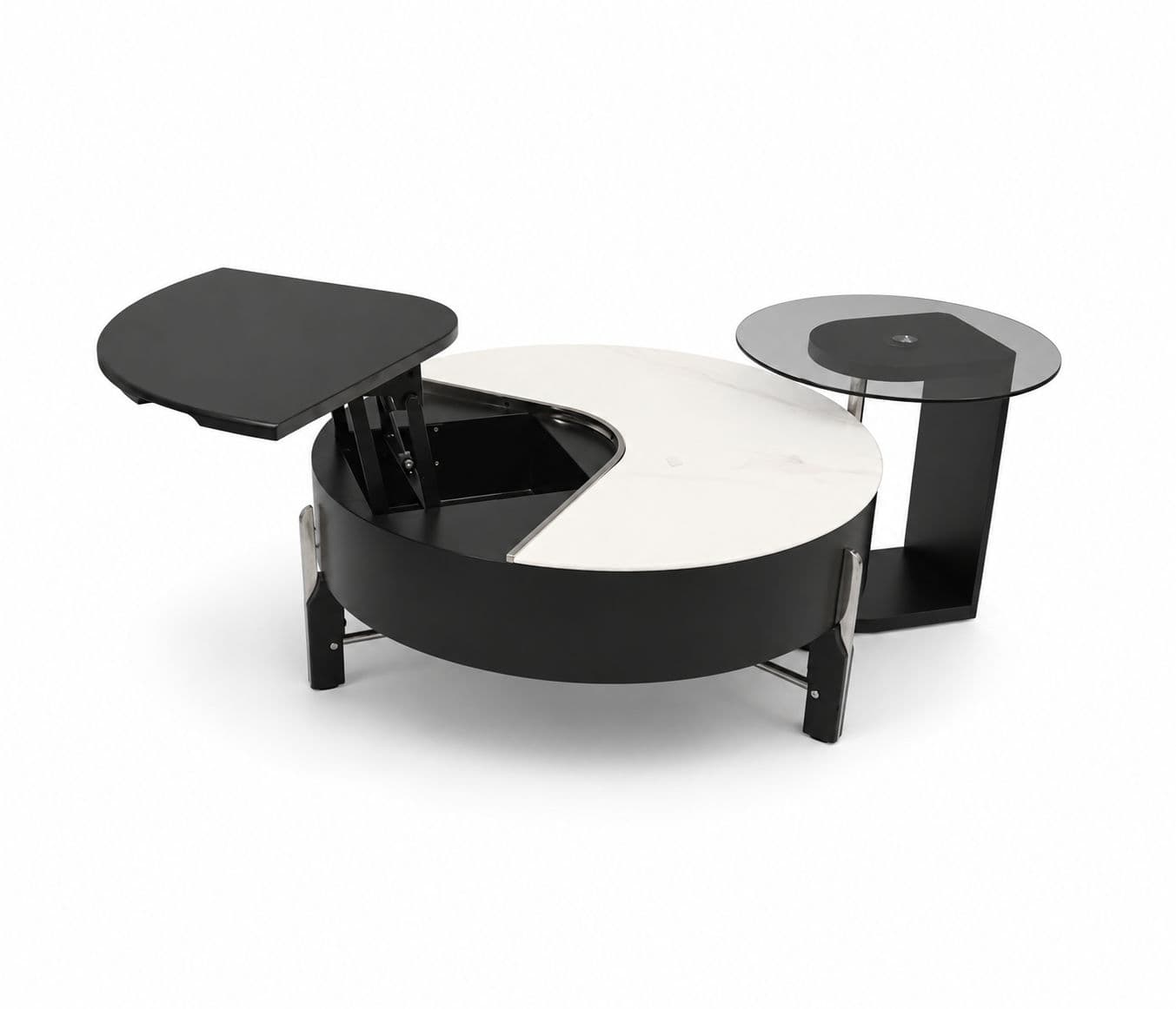 Image 9 for CT D2063 With Storage With Marble Top And Wood Combination And Glass Top And Corner Table (HYD)