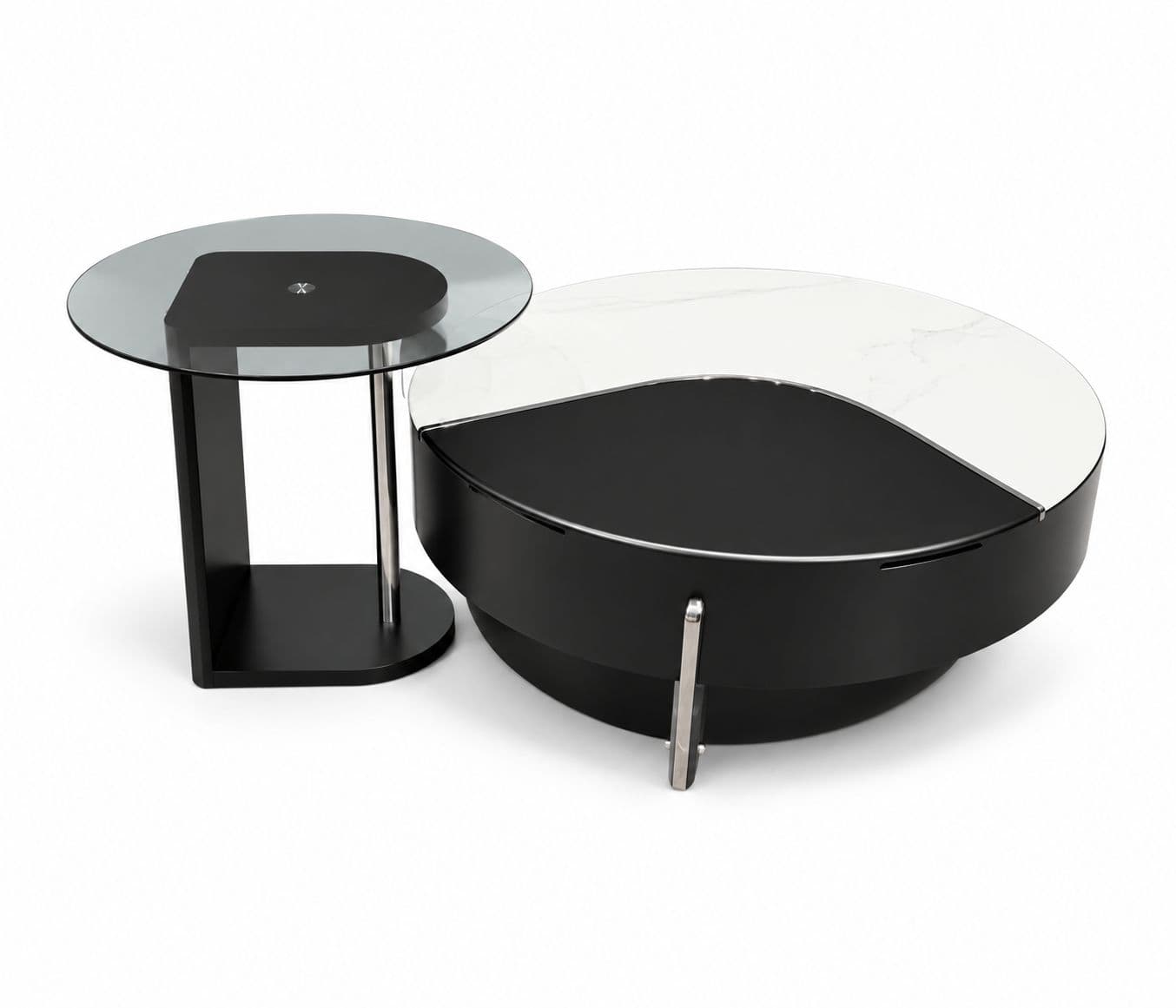 Image 6 for CT D2063 With Storage With Marble Top And Wood Combination And Glass Top And Corner Table (HYD)