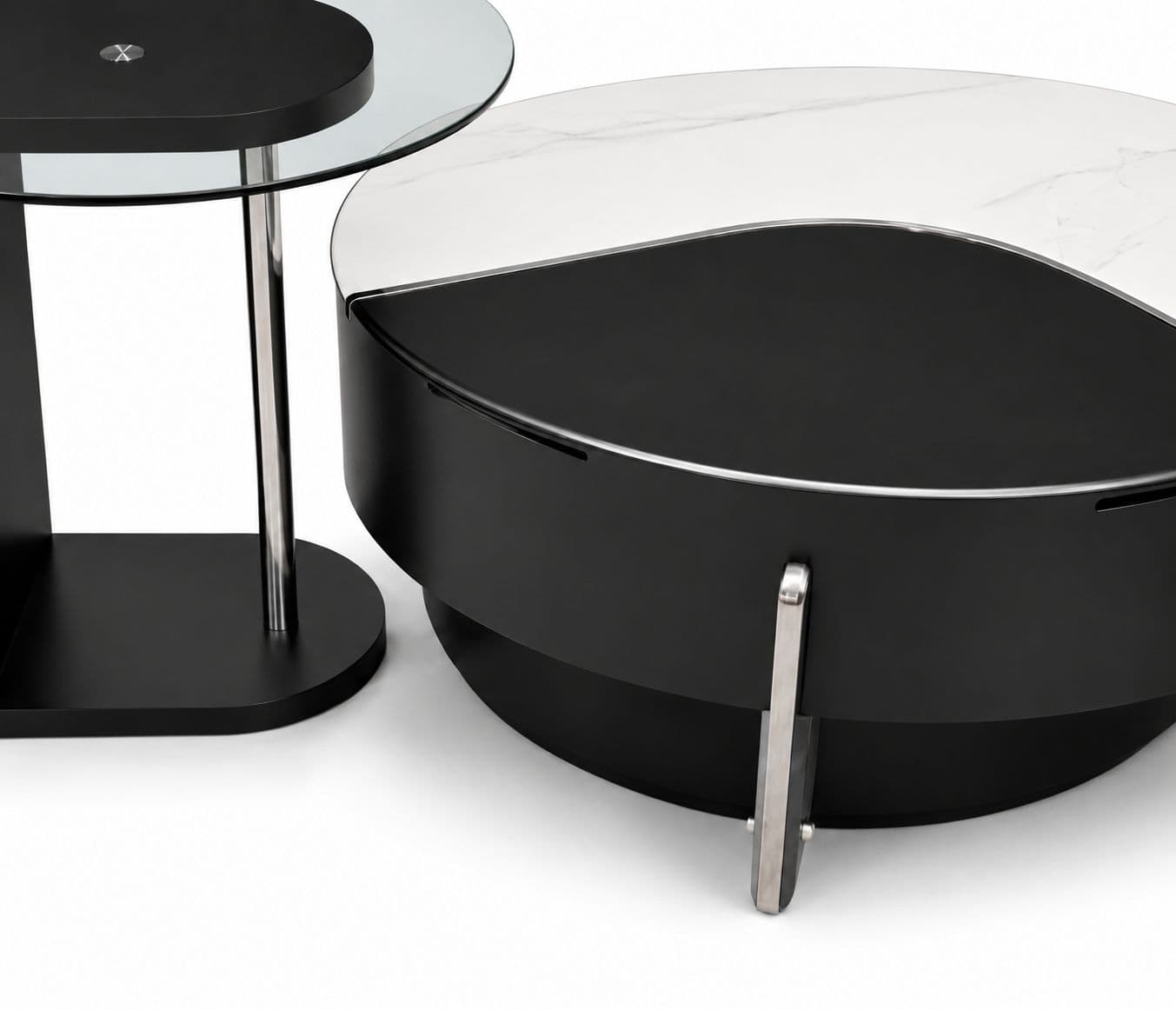 Image 5 for CT D2063 With Storage With Marble Top And Wood Combination And Glass Top And Corner Table (HYD)