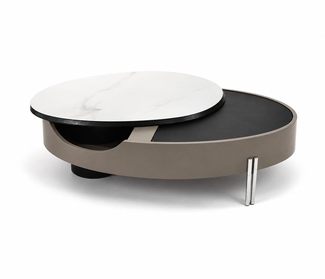 Image 3 for Center Table D2064 With Marble Top And Wood And Metal Base With Storage (HYD)