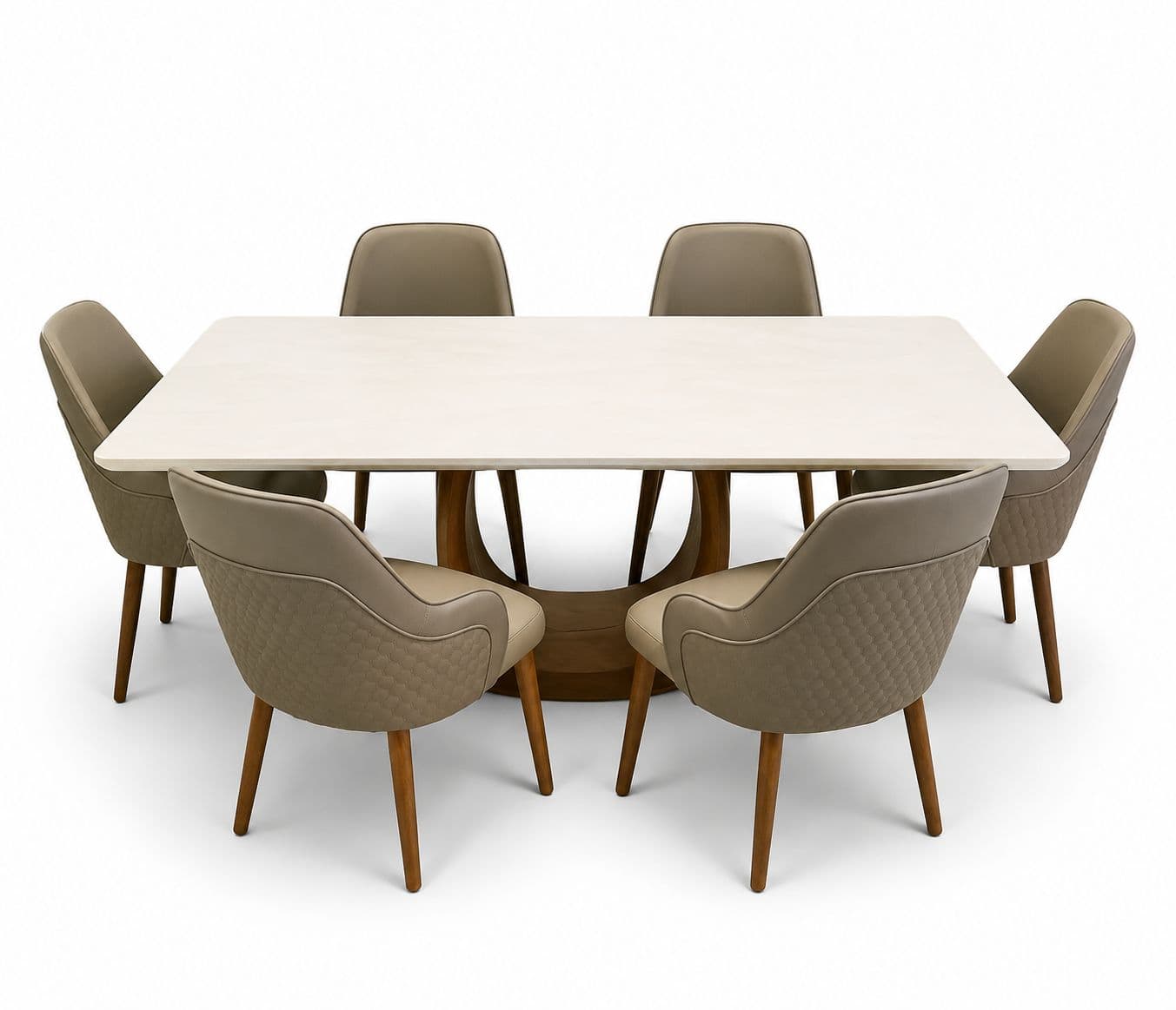 Image 3 for Dining Table 1+6 Seater  180/3588/709 With Marble Top And Wooden Base