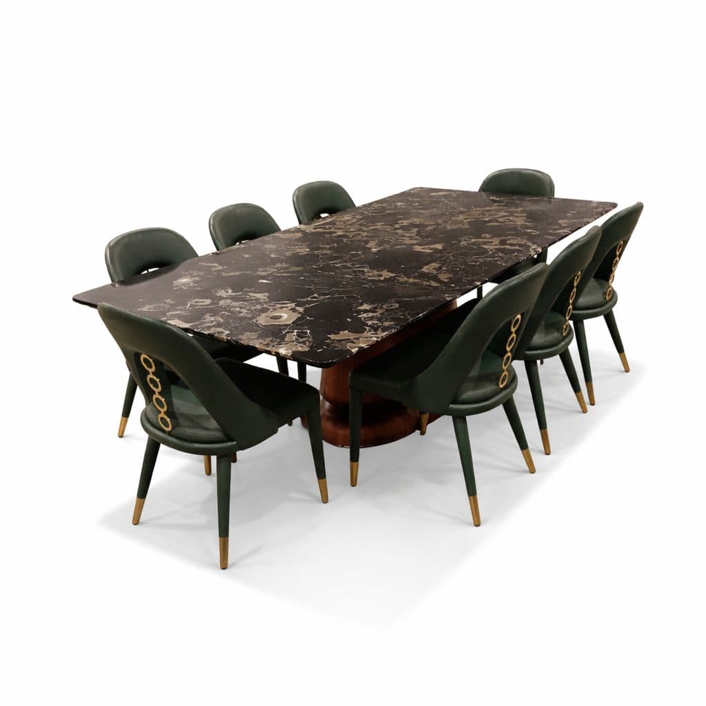 Image 5 for Dining Set 1+8 Seater (2310/824) Wood Marble Top (Size - 7.3×3.8) & Leatherette (CP OTD)