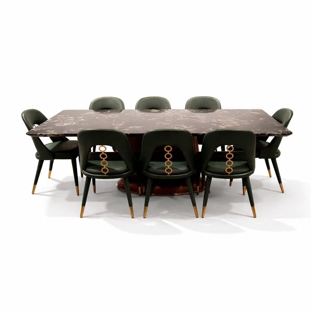 Image 6 for Dining Set 1+8 Seater (2310/824) Wood Marble Top (Size - 7.3×3.8) & Leatherette (CP OTD)