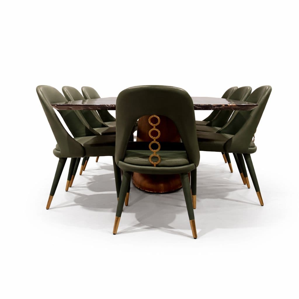 Image 7 for Dining Set 1+8 Seater (2310/824) Wood Marble Top (Size - 7.3×3.8) & Leatherette (CP OTD)