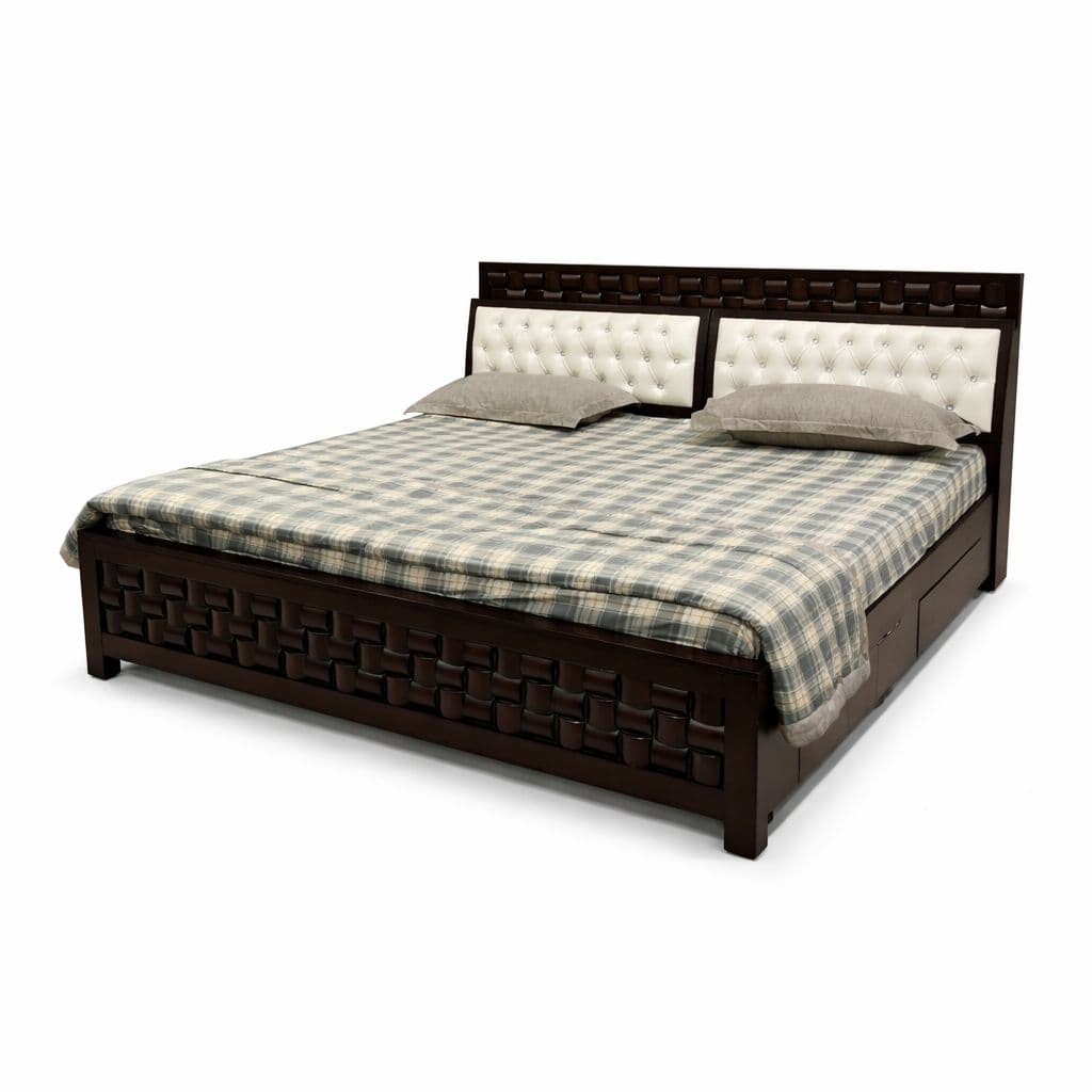 Image 2 for Boston King Sized Bed with Drawer Storage (Block Board, Dark Brown) (SKN)(BTM)
