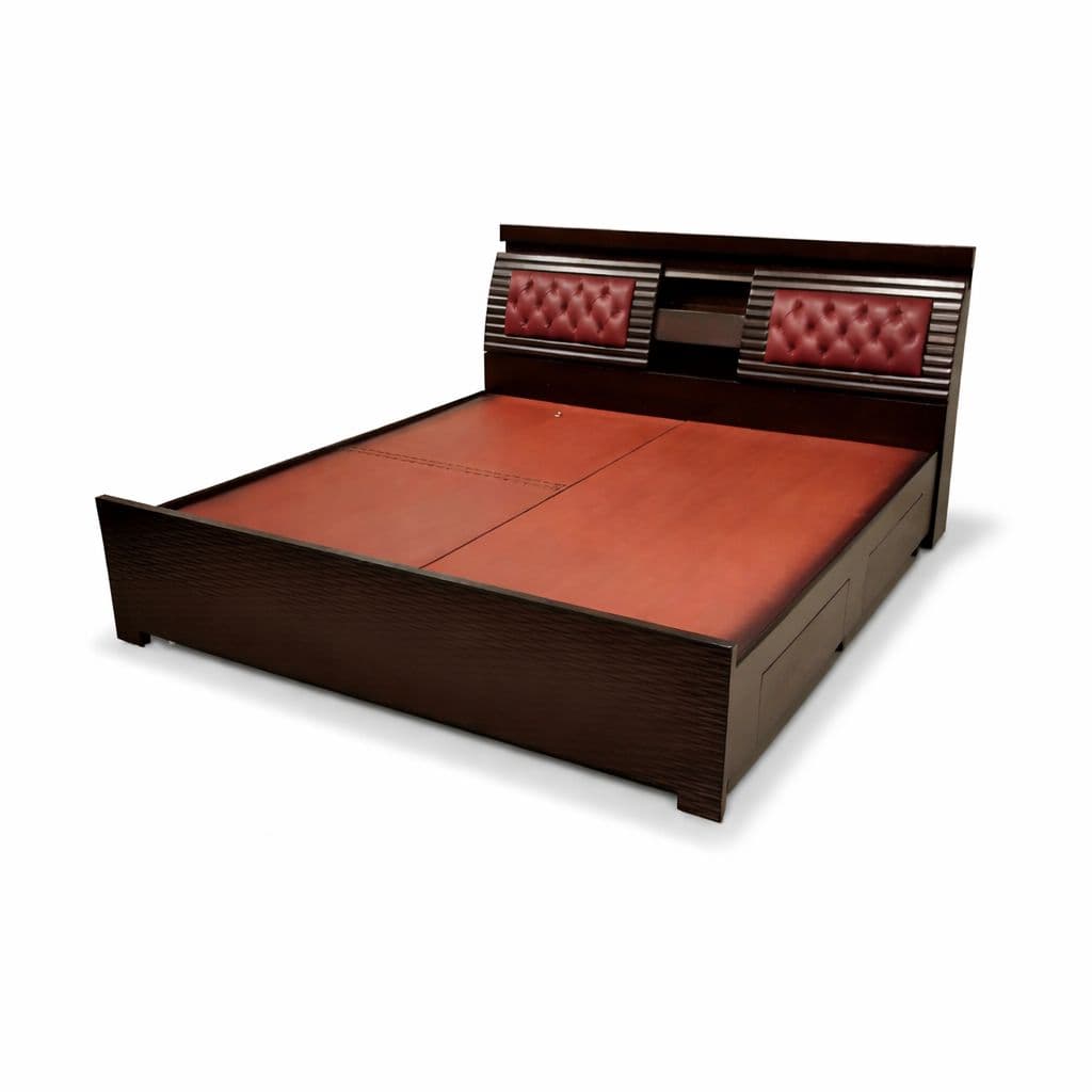 Image 11 for Bahubali King Sized Bed with Bed Box and Drawer Storage (Block Board, Brown)(EC)(WF)(BS-BTM)(BS- BSK)(KORA)