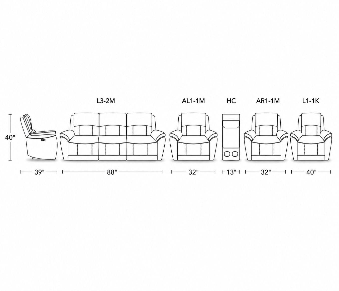 Image 17 for Manwah U70732M 3+2+1 Power Recliner Leather