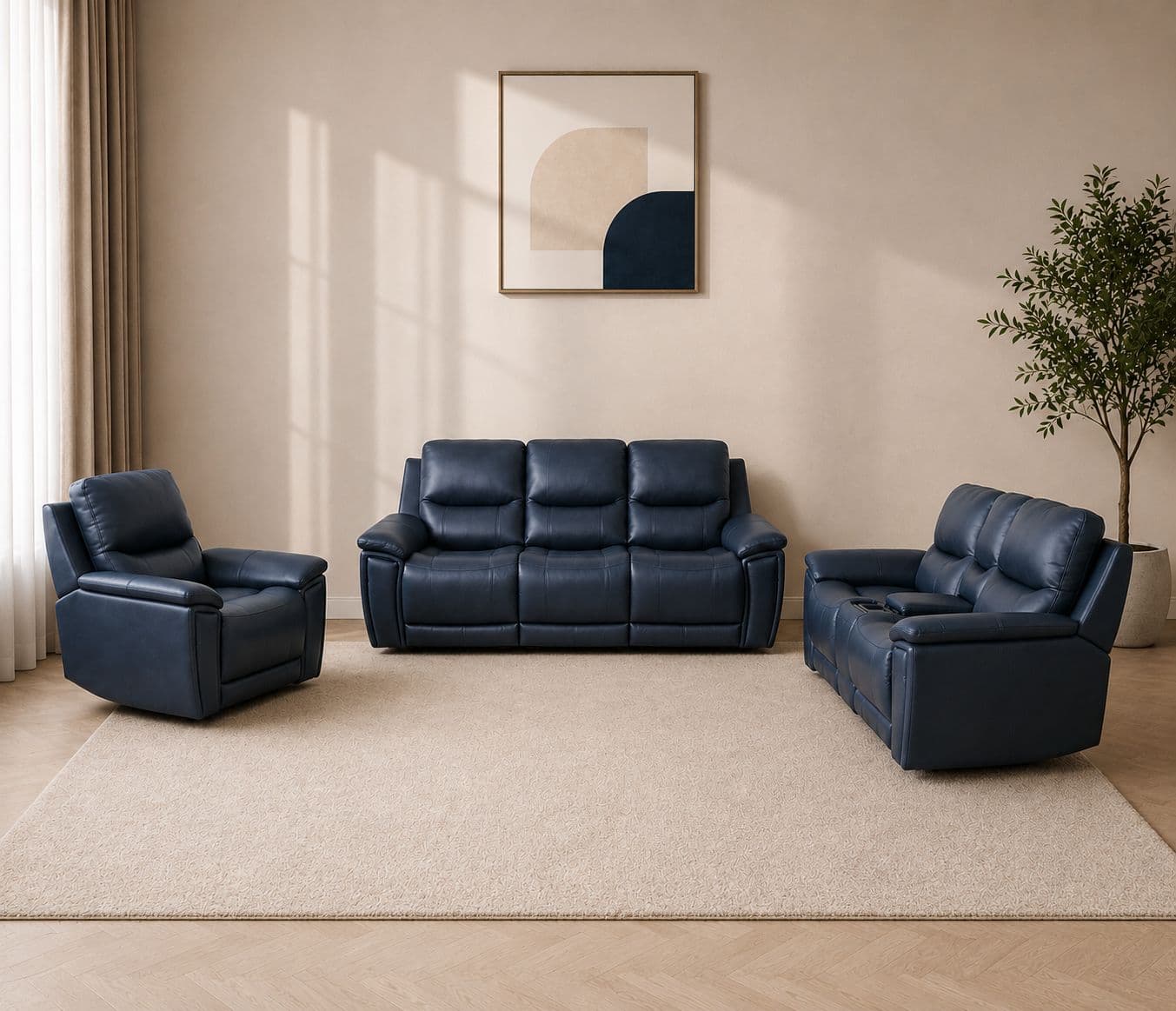 Manwah U71191M 3+2+1 Power Recliner Leather