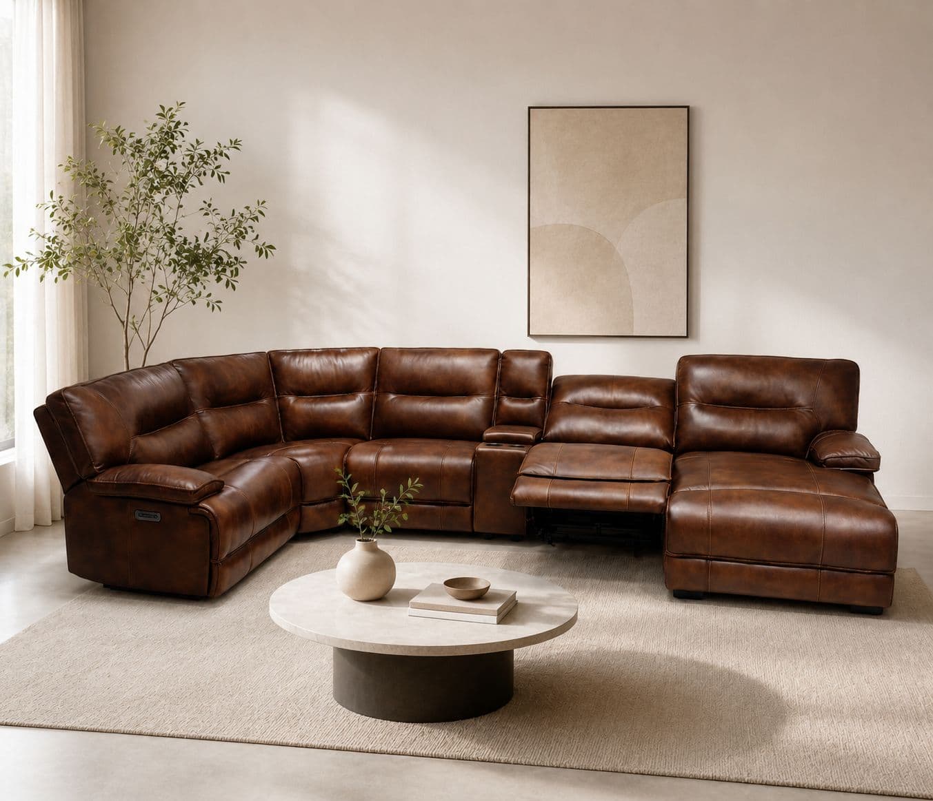 Manwah UX70048HM L-Shaped Power Recliner Leather