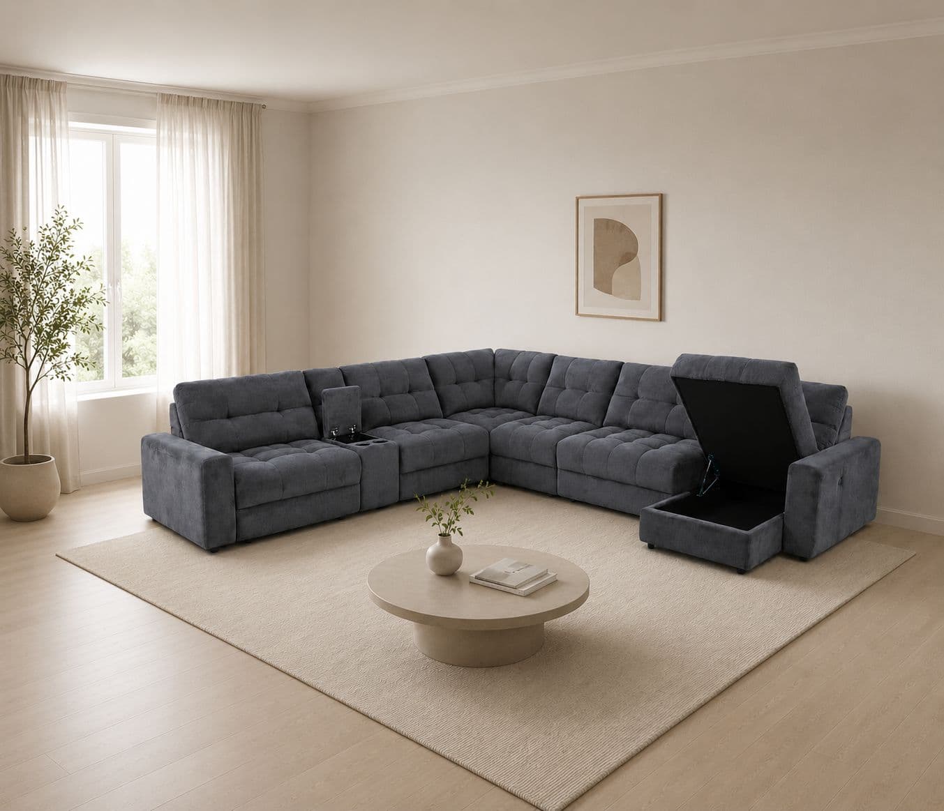 Manwah 80552BM  L-Shaped Power Recliner Fabric