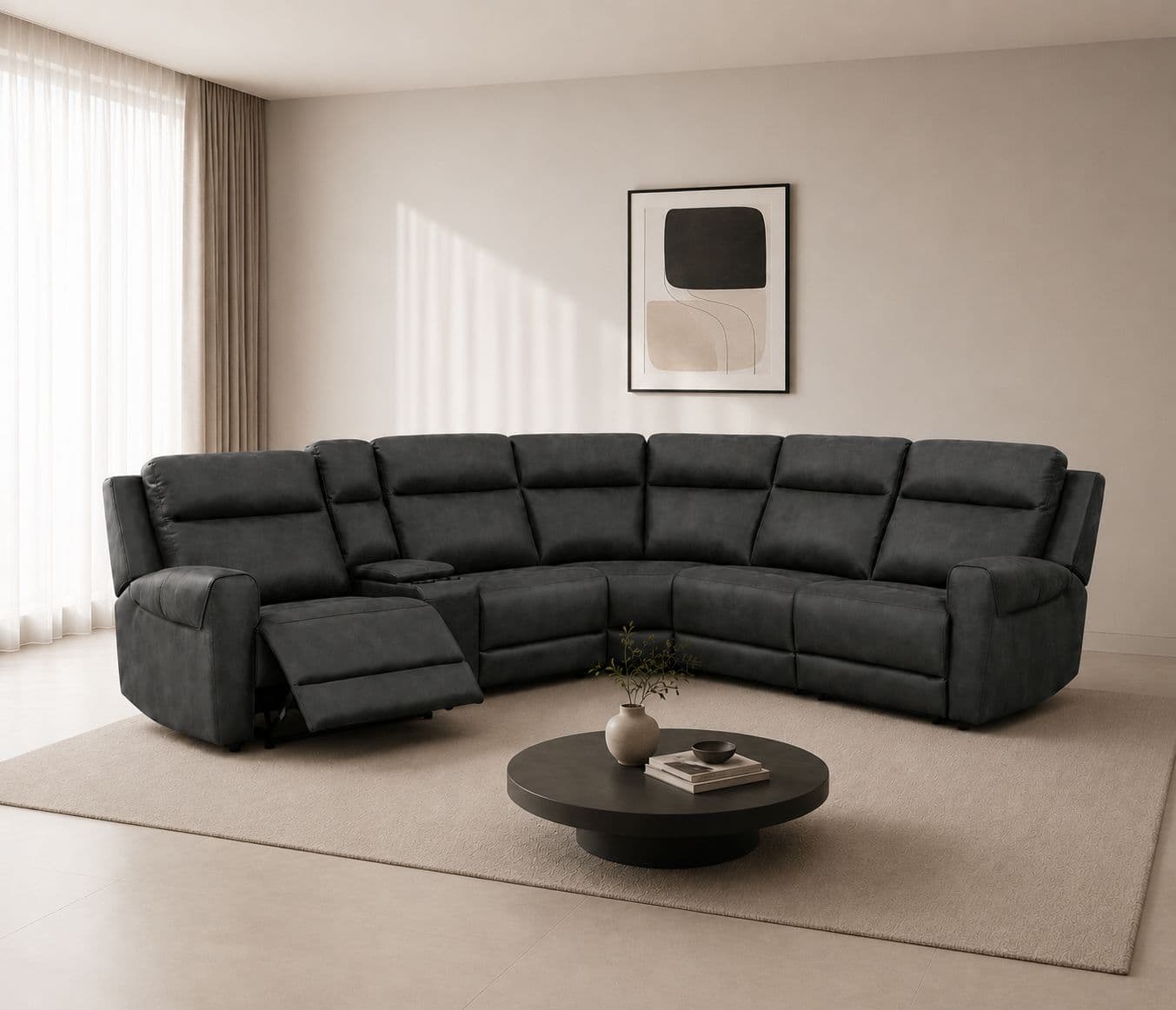 Manwah 71128M L-Shaped Power Recliner Fabric