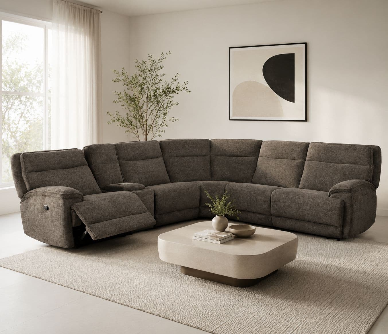 Manwah 71020M L-Shaped Power Recliner Fabric