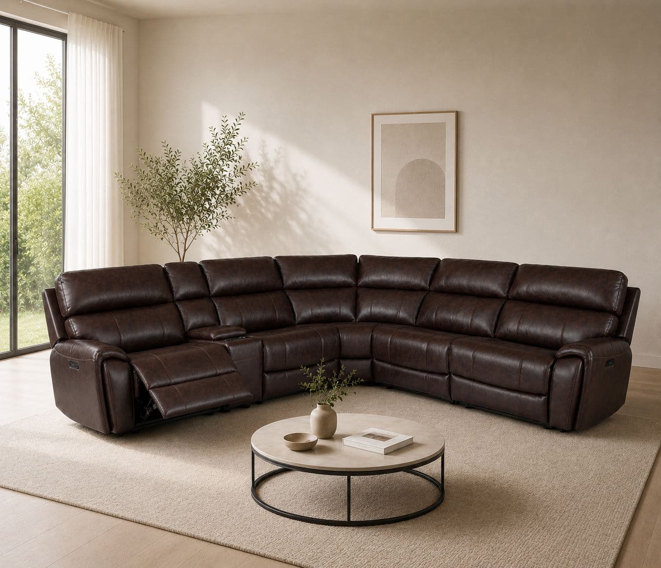 Manwah U70675HM L-Shaped Power Recliner Leather