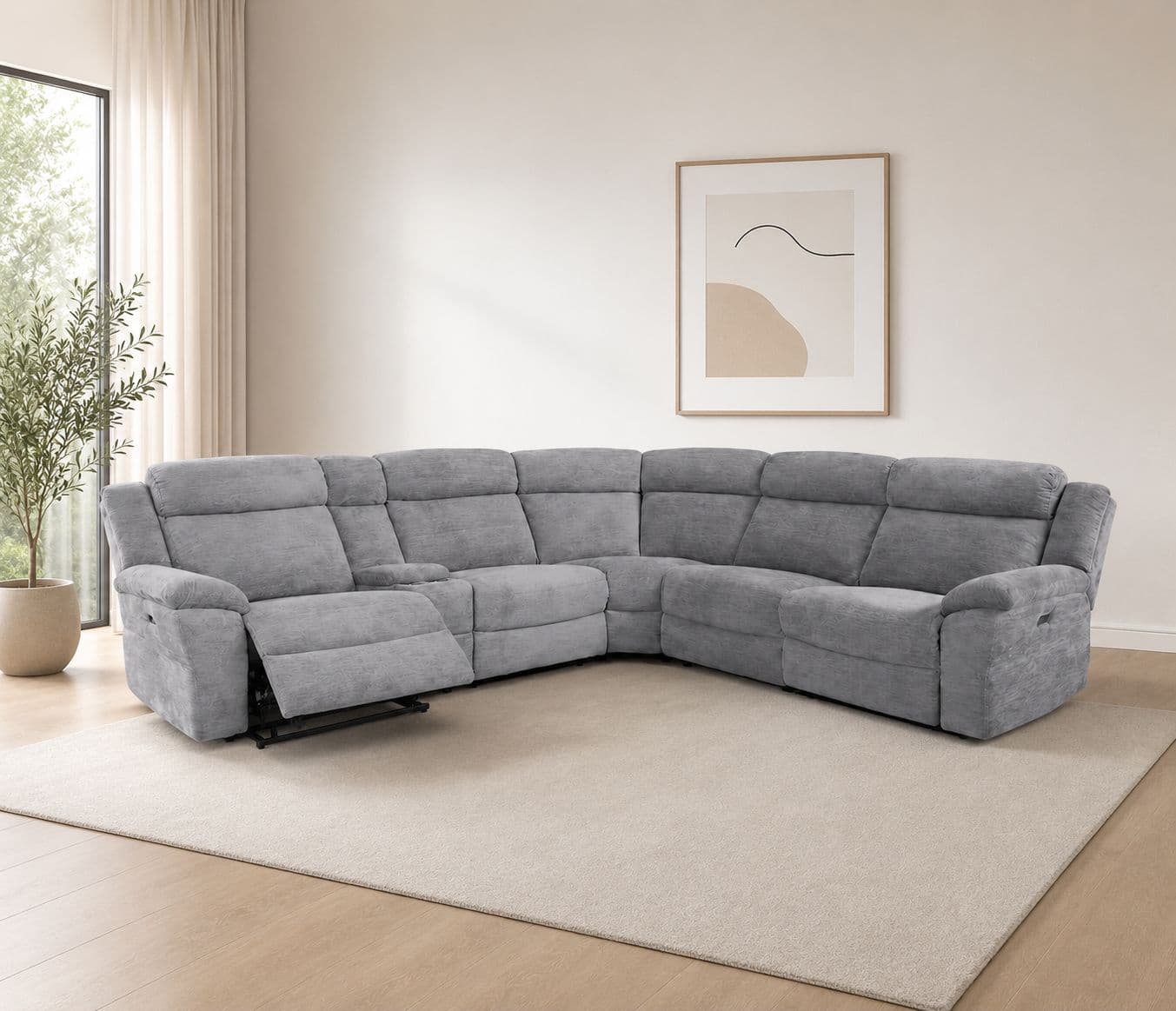 Manwah 70829M L-Shaped Power Recliner Fabric