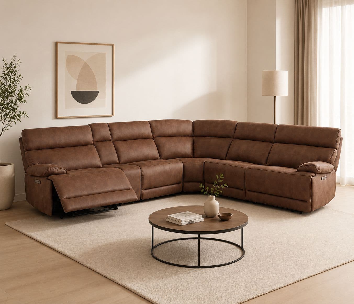 Manwah 71287M L-Shaped Power Recliner Fabric