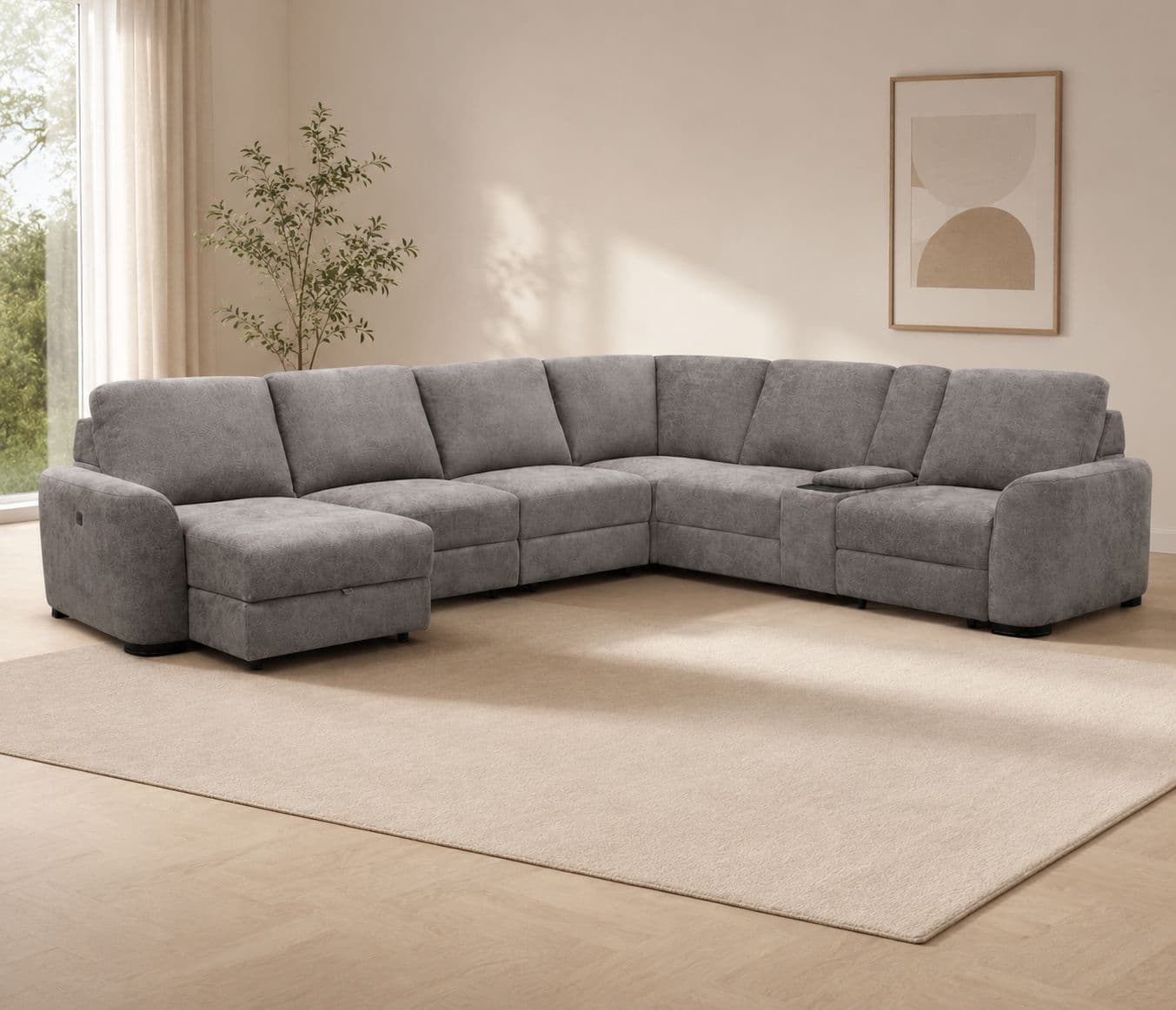 Manwah 80578M L-Shaped Power Recliner Fabric
