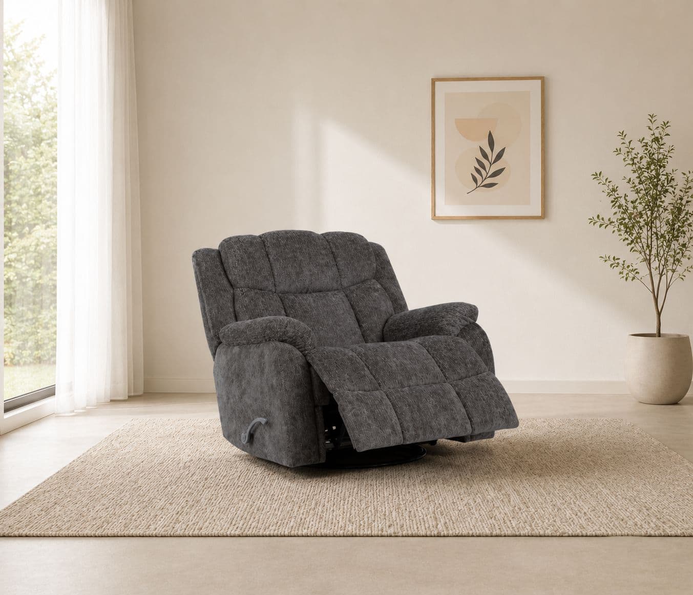 Manwah 70220M Single Seater Swivel Recliner Fabric