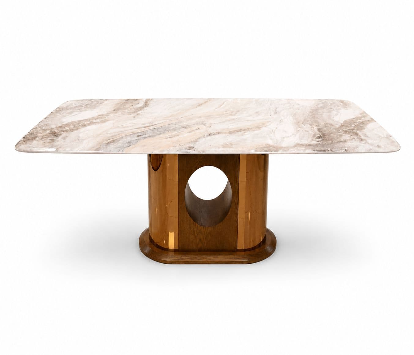 Image 14 for Dining Set  699/2127/323 Chair 1+6 Marble Top Ash Wood With Metal Strip