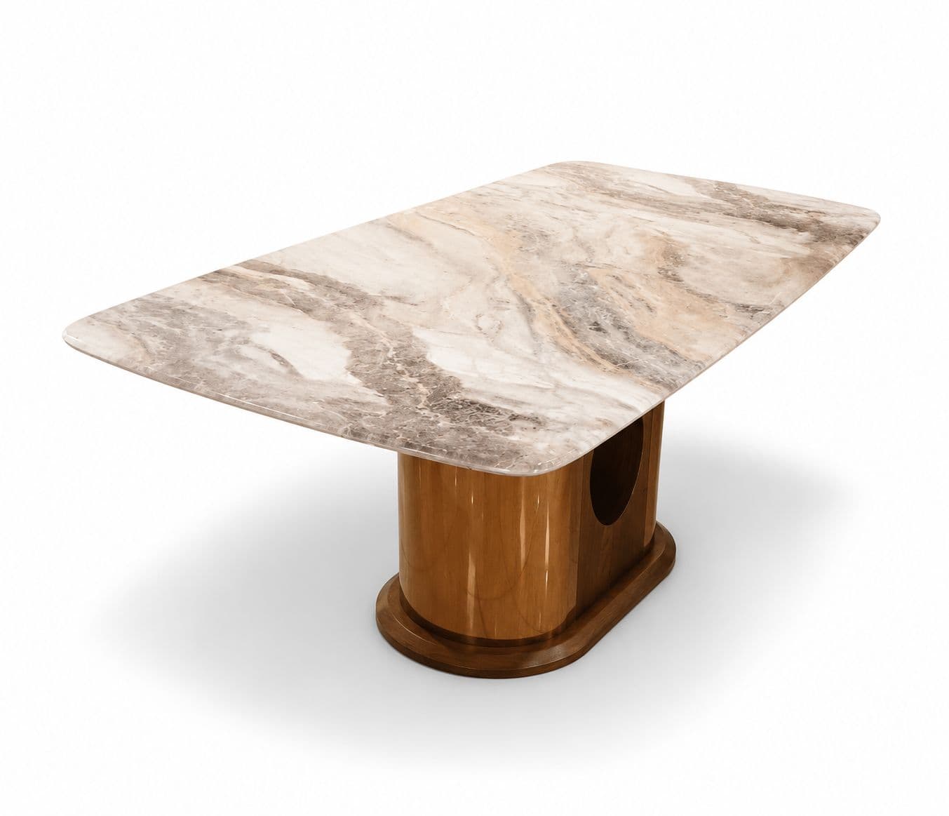Image 13 for Dining Set  699/2127/323 Chair 1+6 Marble Top Ash Wood With Metal Strip