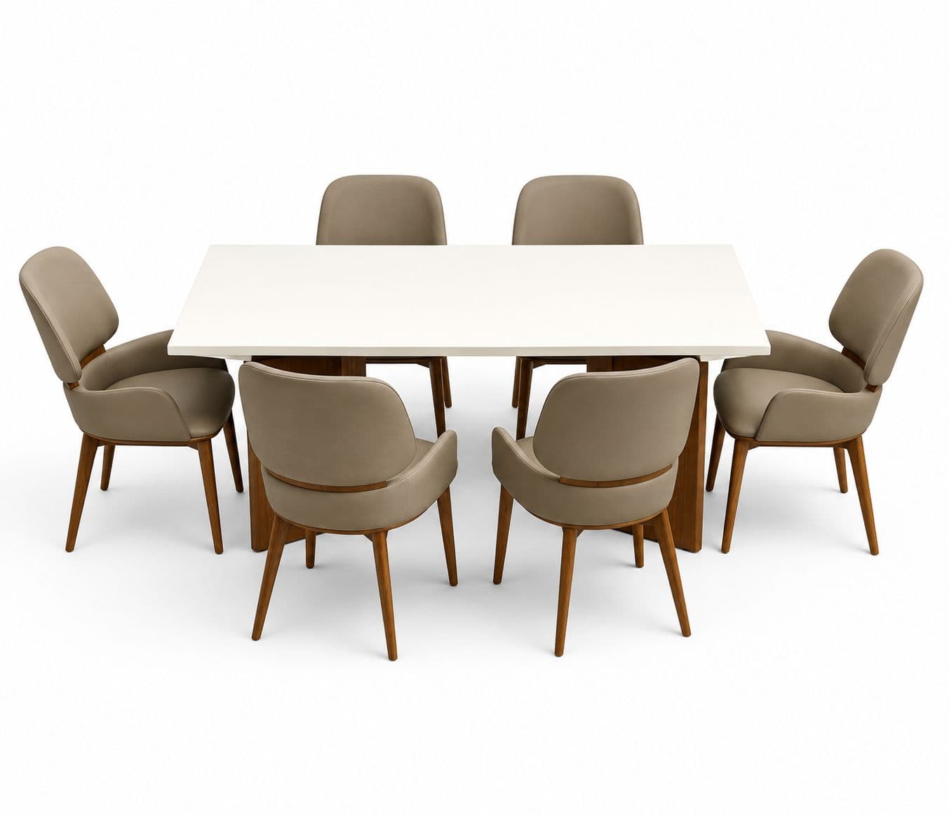 Image 5 for Dining Table 619/313/DC 1+6 Seater Marble Top With Ash Wood Base