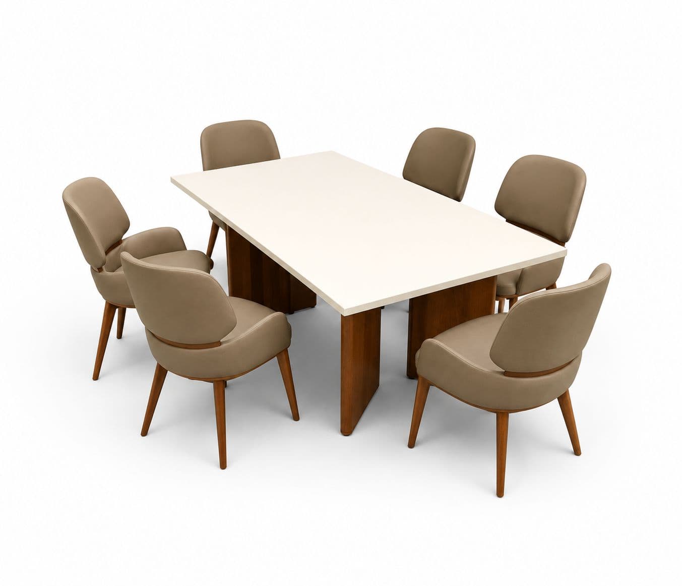 Image 4 for Dining Table 619/313/DC 1+6 Seater Marble Top With Ash Wood Base