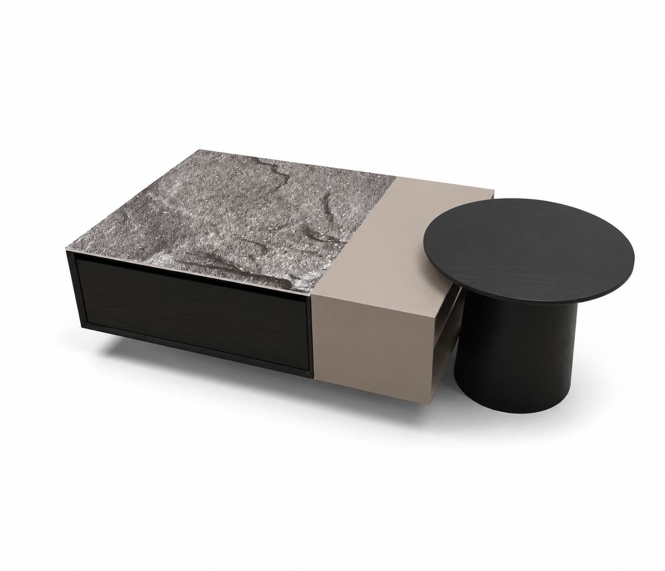Image 4 for Center Table F62 With Drawers Marble Top With Wooden (HYD)