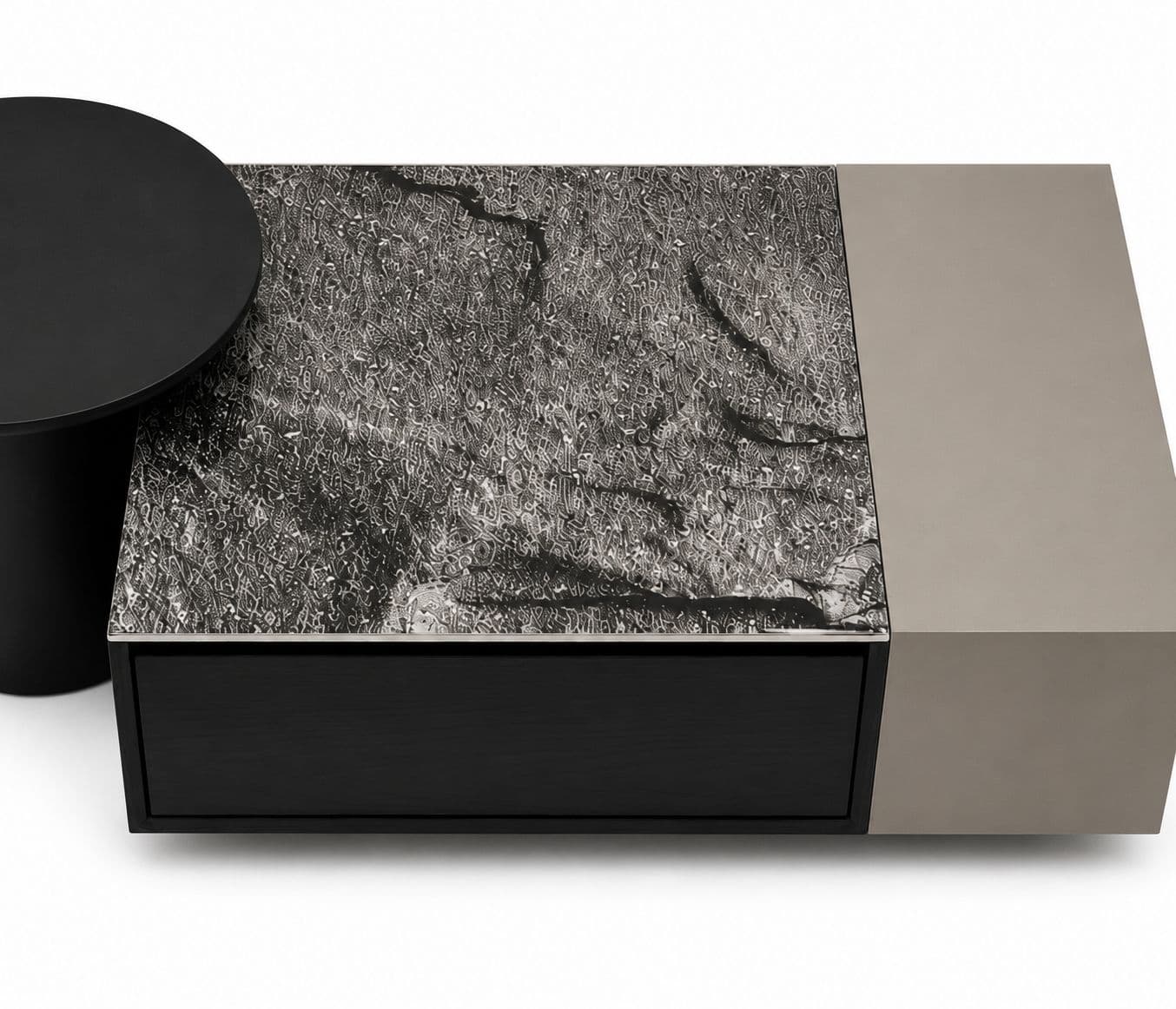 Image 7 for Center Table F62 With Drawers Marble Top With Wooden (HYD)