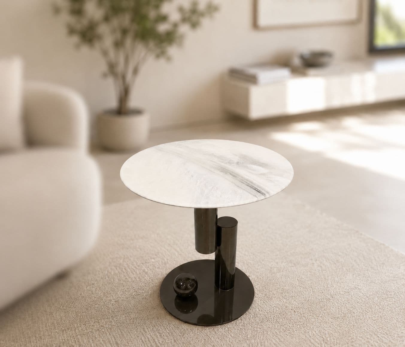 Corner Table D-13 Ceramic Top And Metal Base (HYD)