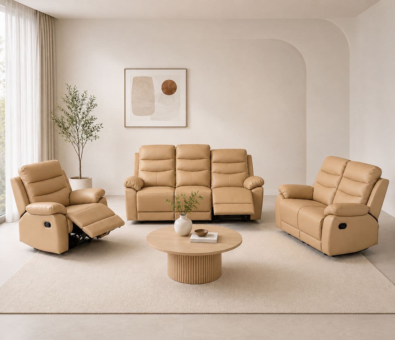 1414 3+2+1 Sofa Set Manual Recliner Body Touch Leather (HYD)