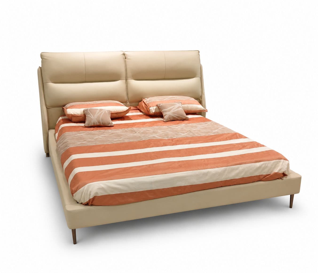 Image 3 for 2308 king Size Bed Without Storage Leather Bed With Pine Wood Frames Bed (HYD)