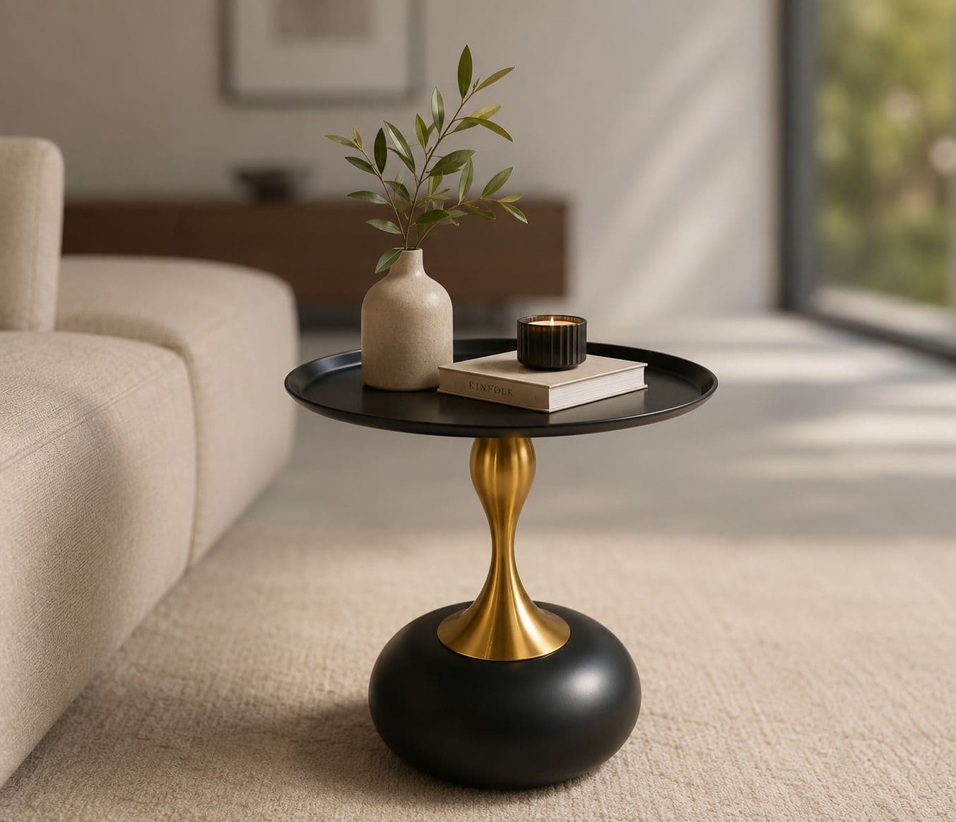 Corner Table 022 Coffee Table Black With Metal (HYD)