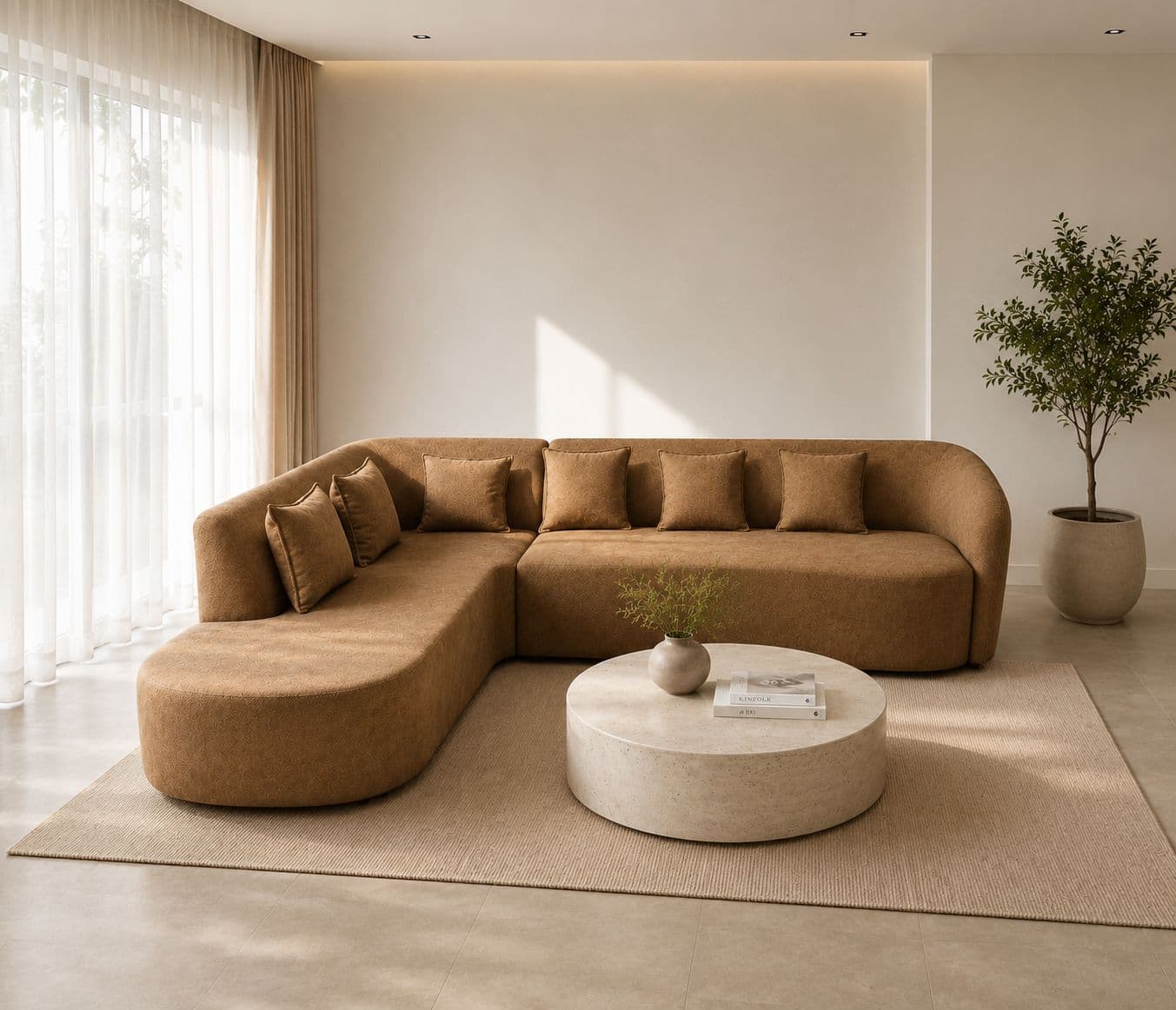 Catalouge Desgin Sofa Set Pine Wood Frames Boucle Fabric (HYD)