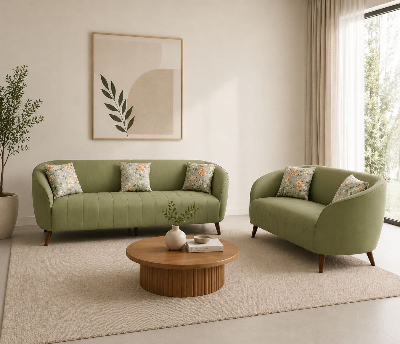 Rolex Sofa 3+2 Seater Suede Fabric  (BSK OTD)