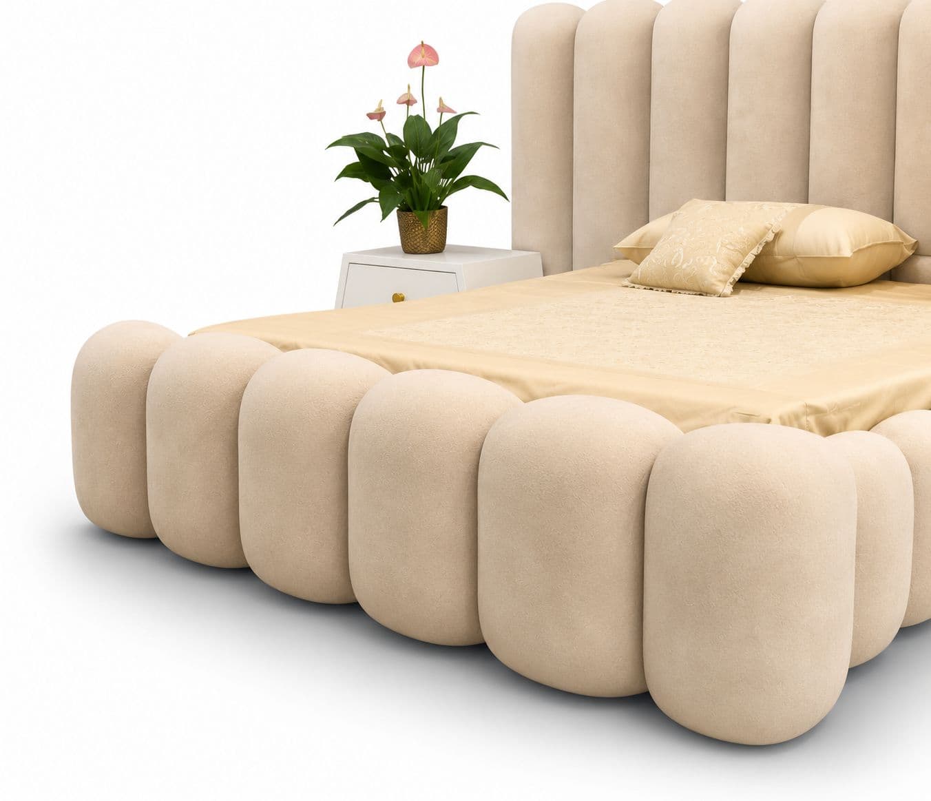 Image 6 for Customised Cot King Size Hydraulic Storage With 2 bed Side Table Marandi Wood