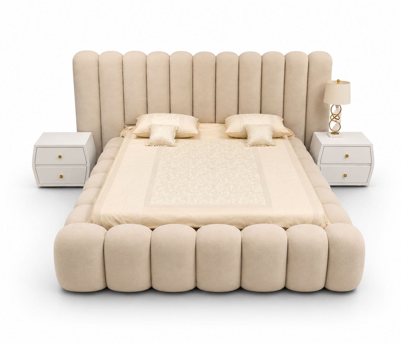 Image 8 for Customised Cot King Size Hydraulic Storage With 2 bed Side Table Marandi Wood