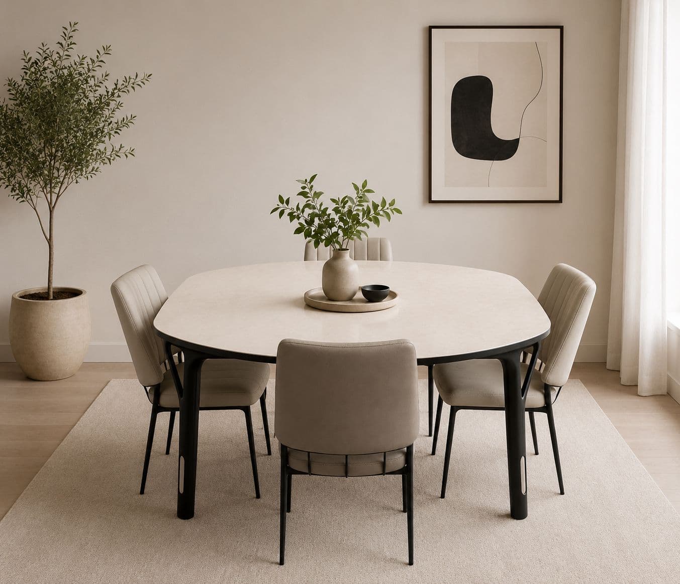Dining Table  690/79+DC 79 1+4 Seater With Marble Top And Metal Legs (HYD)