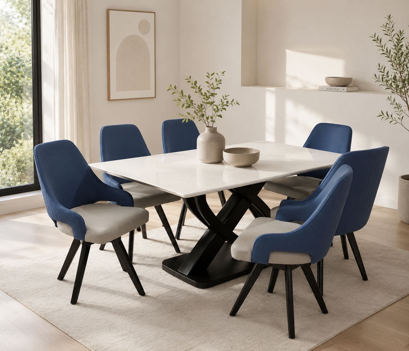 Dining Table-52 /Dining Chair-405 R+OLEC Marble Top (KORA)(BTM)