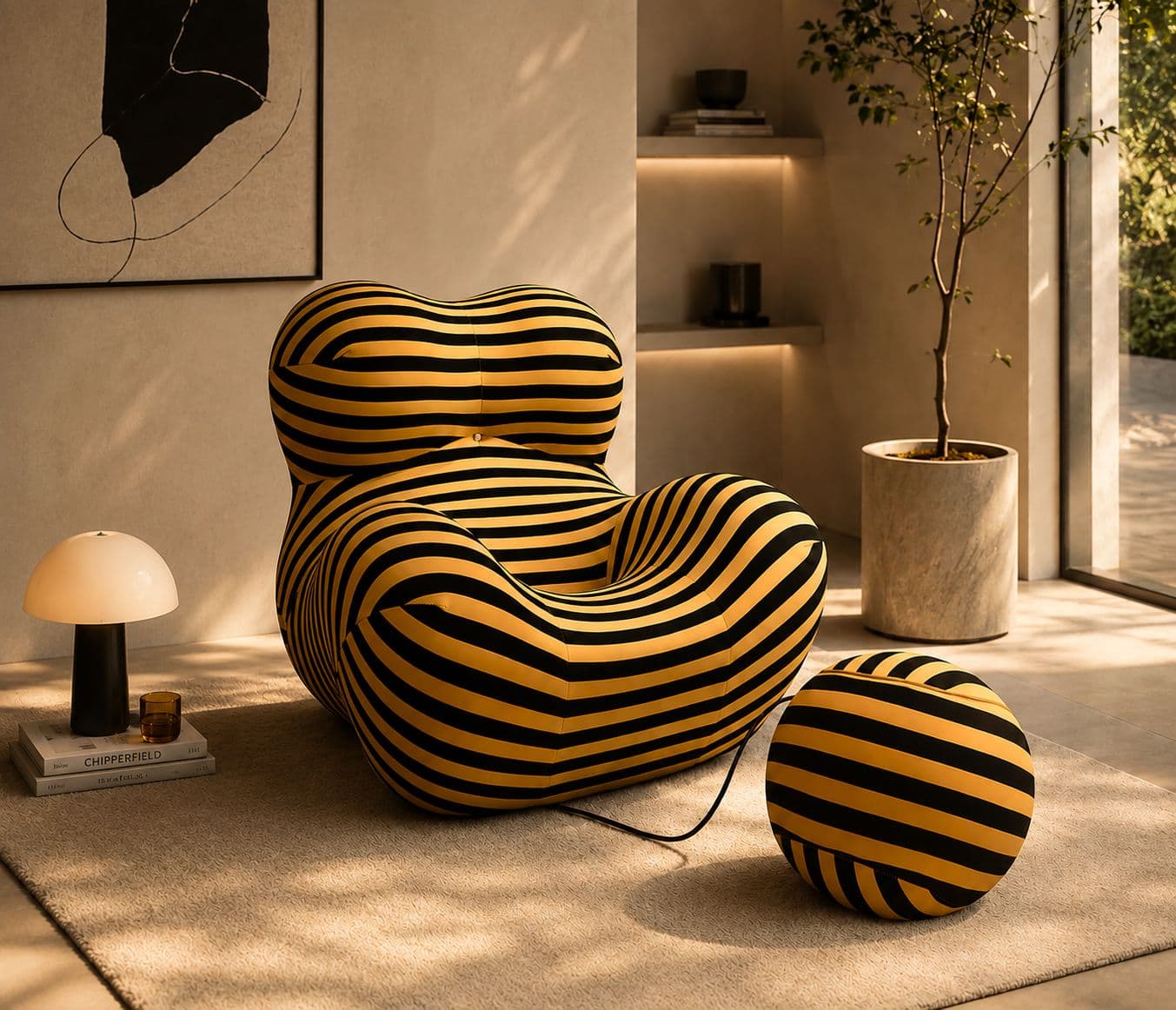 Image 3 for Relax Chair - Coffee And Orange B&B Fabric With Memory Foam (HYD OTD)
