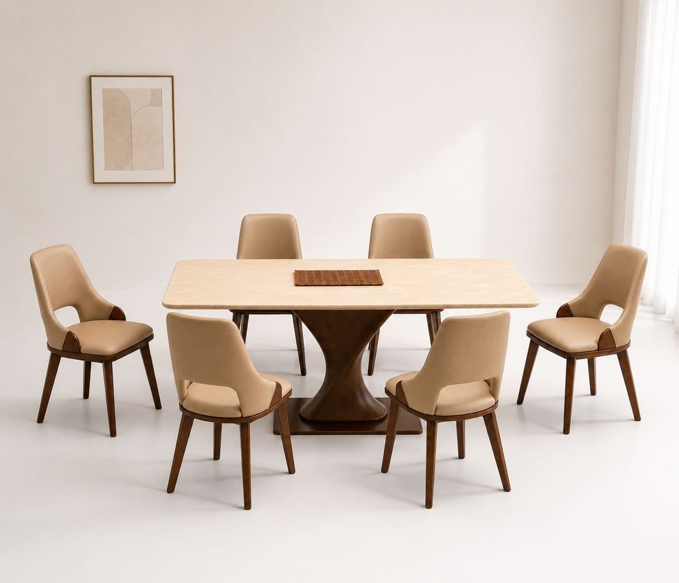 DT 624 TOP/624 BASE/ DC 2523 Onyex Marble Top With Ash Wood Base And Metal Support