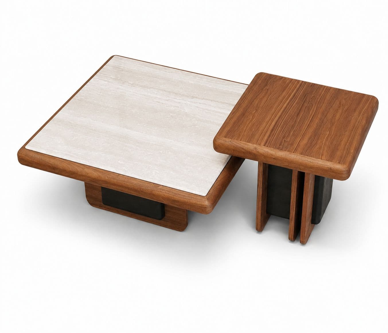 Image 7 for Center Table KD -72 Marble Top With Ash Wood Base And Wood Croner Table (HYD)