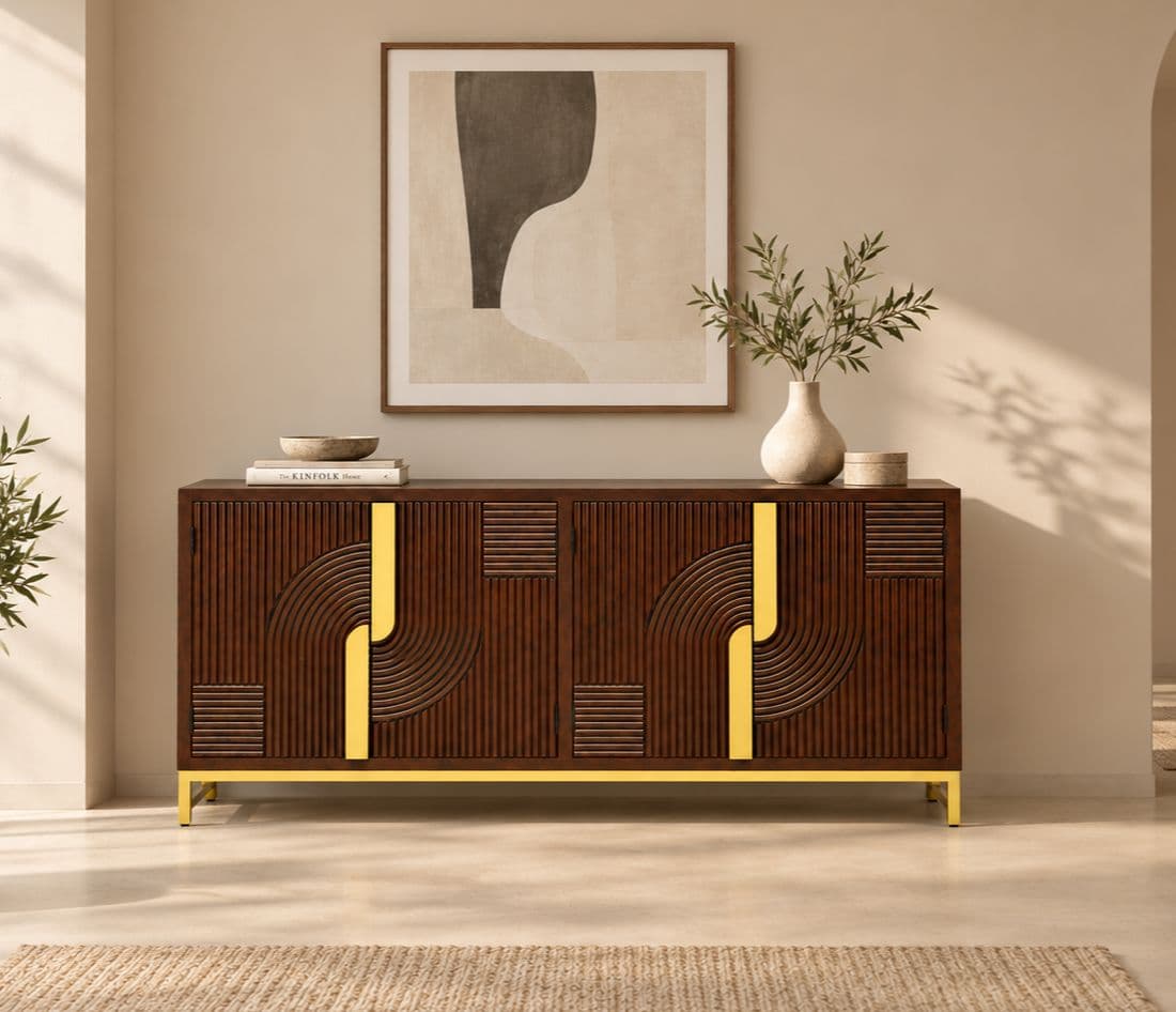Fluted Side board With 4 Door (WF)
