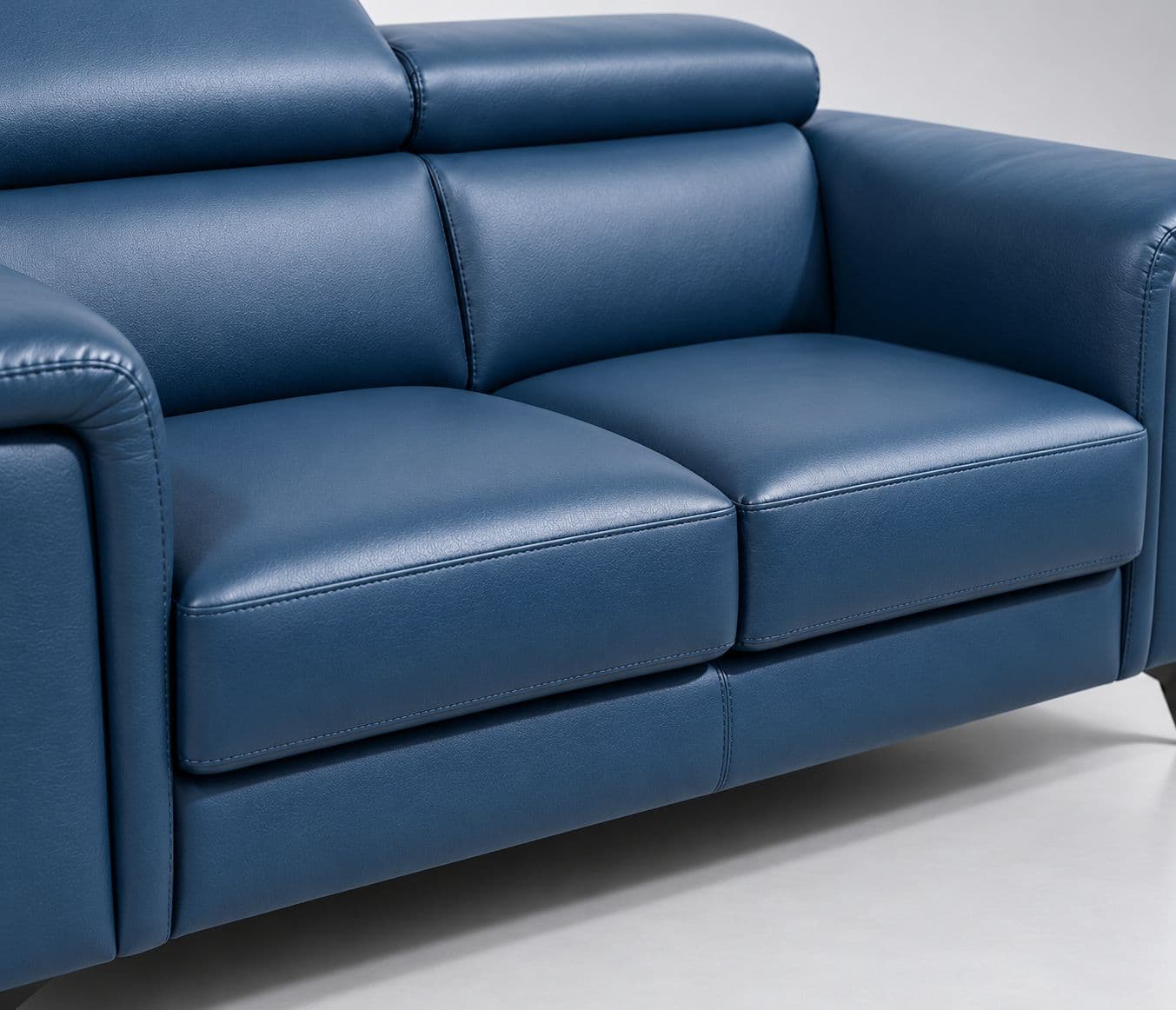Image 12 for Douglas 3+2+2 Sofa Set Premium Royal Blue Leather Adjustable-Style Cushioned Headrests Thick, Comfortable Cushioned Seating Metal-Style Legs (WH)