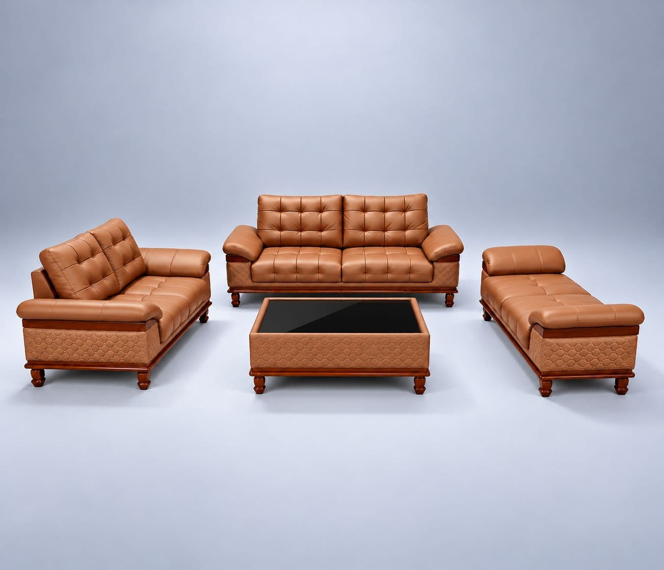 Image 2 for Talwar 2.0 Sofa Set 3+2+D+C Seater  Fabric Leatherette Pinewood Polished Rubber Wood 32-Density Foam, 100 mm Thick