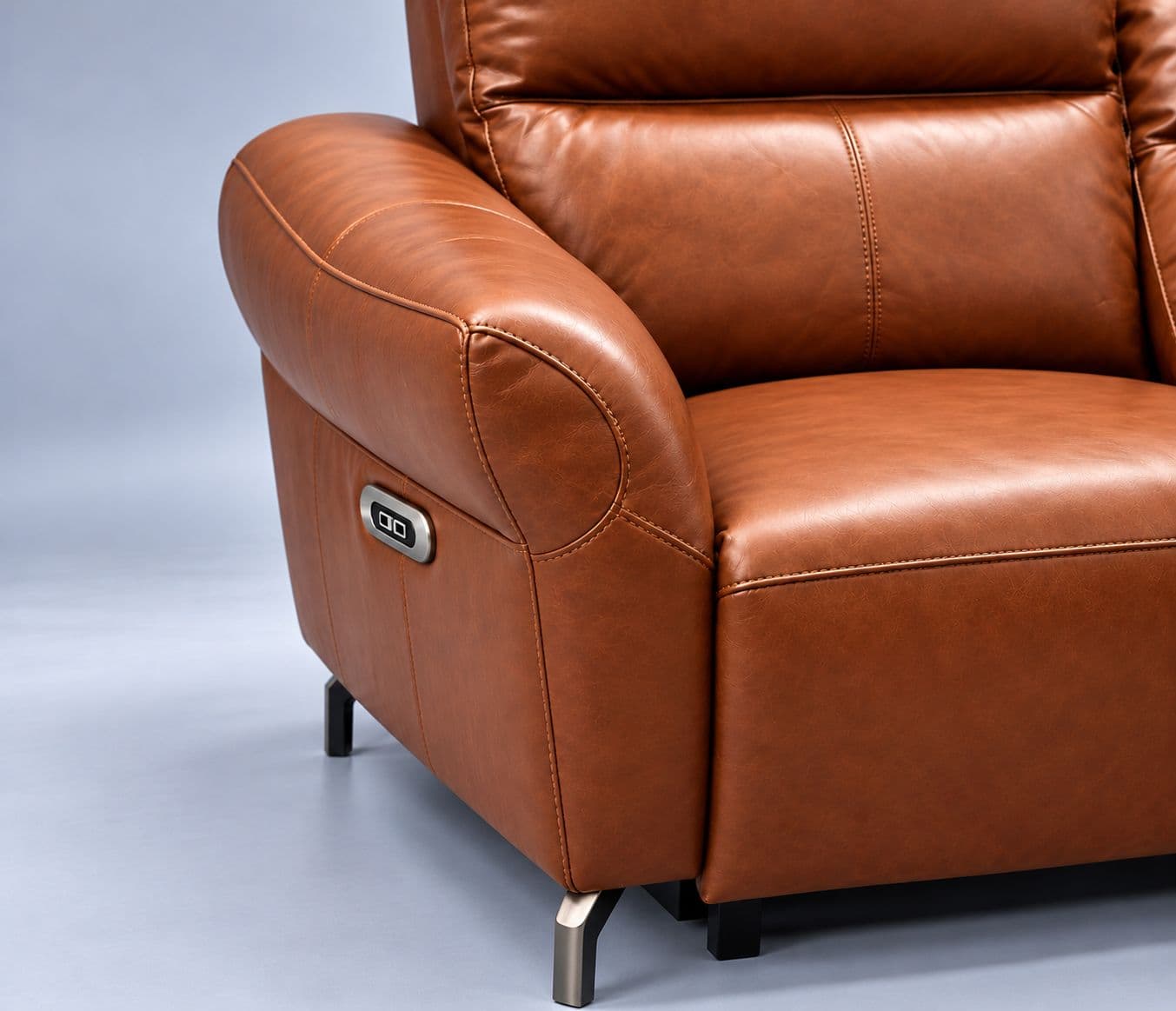 Image 6 for 3935-3S-E-B1125-65  Sofa Set Electrical Recliner 3 Seater  Imported Brown Half Leather (WH)(CP)
