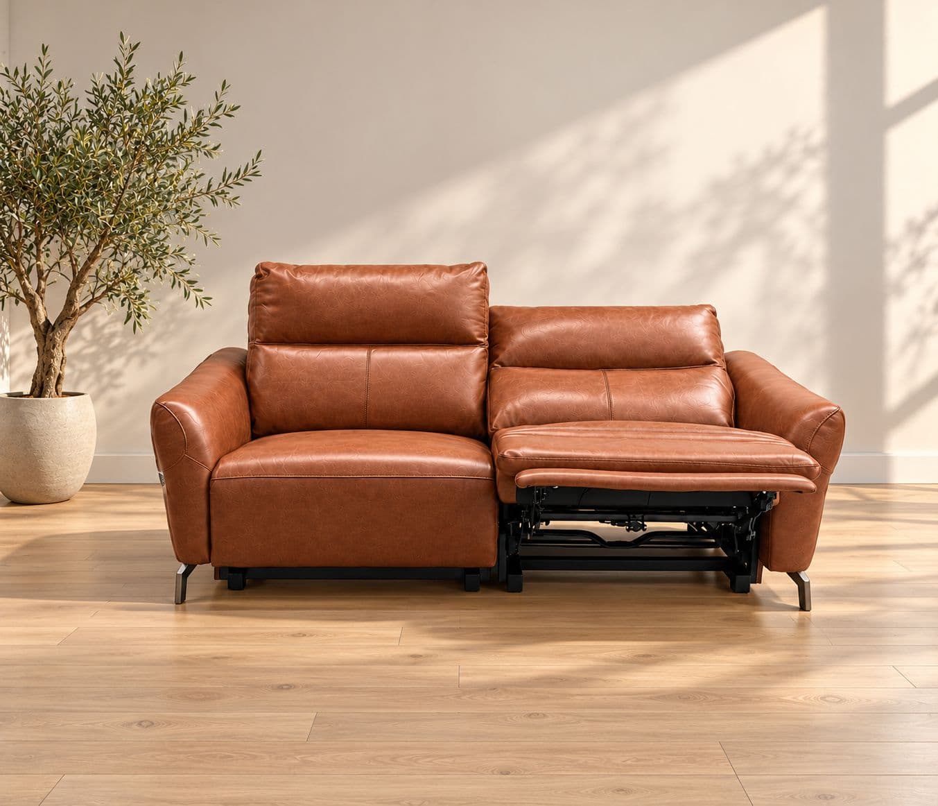 3935-3S-E-B1125-65  Sofa Set Electrical Recliner 3 Seater  Imported Brown Half Leather (WH)(CP)